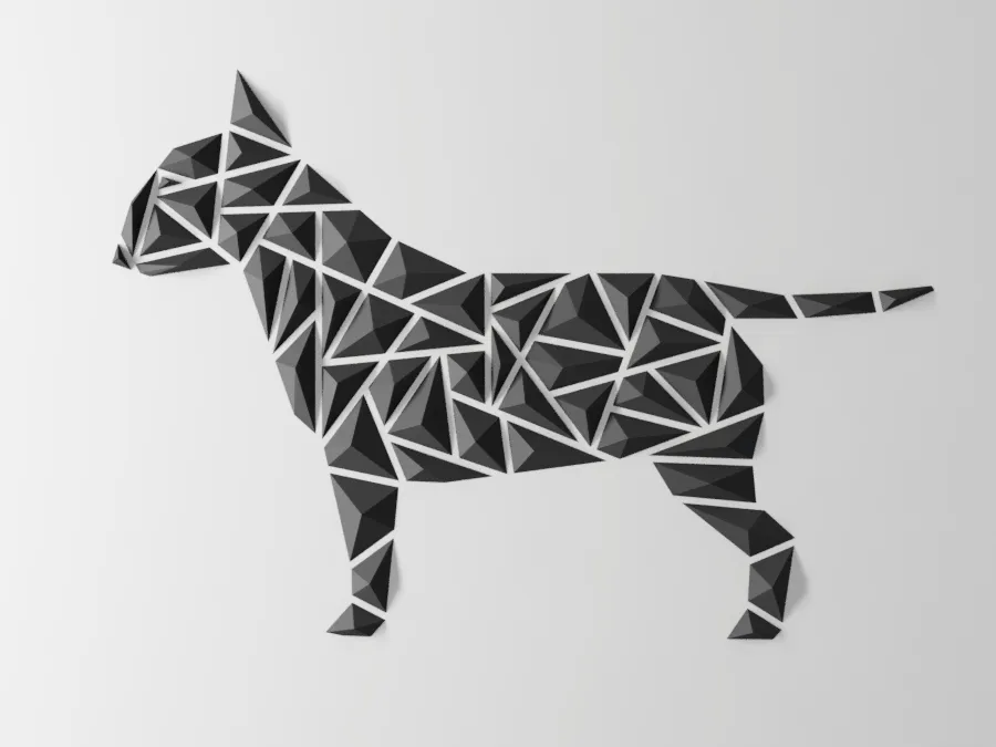 Quadro geométrico de parede para cão - "estilo Bull Terrier"