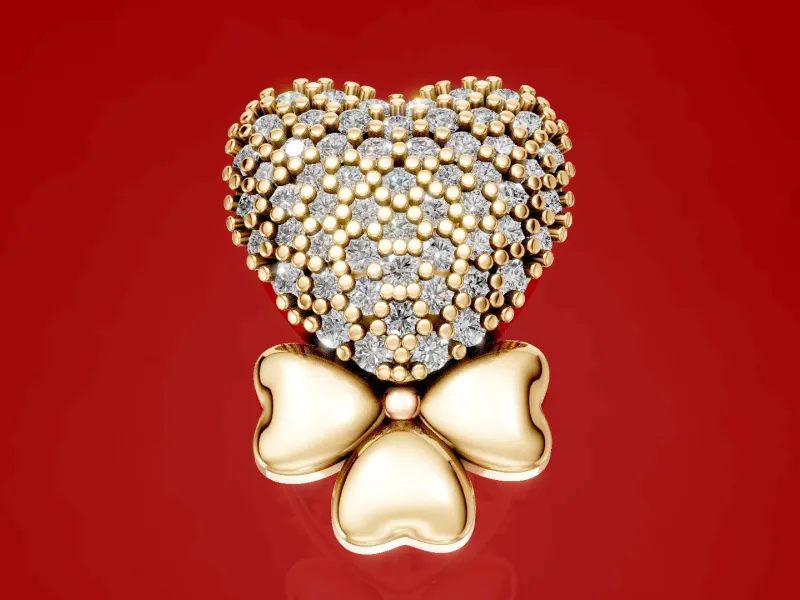 Valentines day Heart Pave pendant and Earrings Set