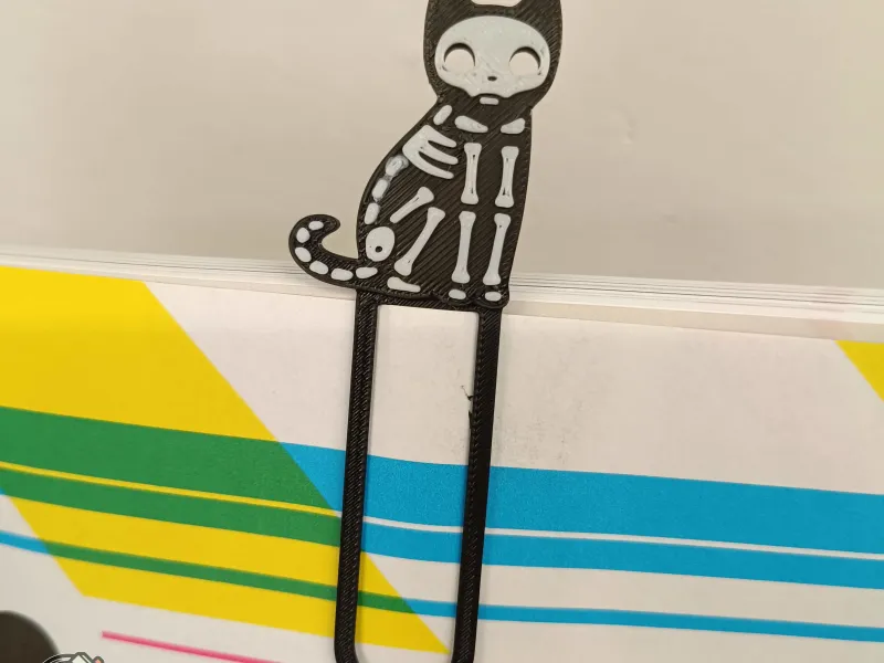 Halloween Skeleton Cat Bookmark - Spooky Page Marker