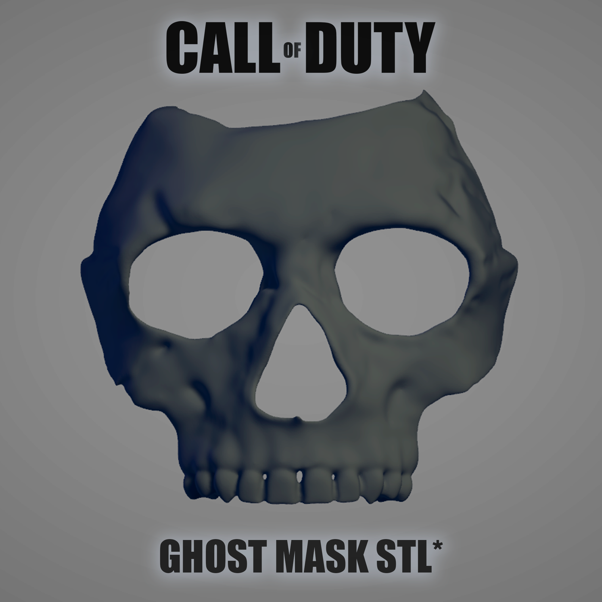 3d printed ghost mask from modern warfare 2, modelled and finished