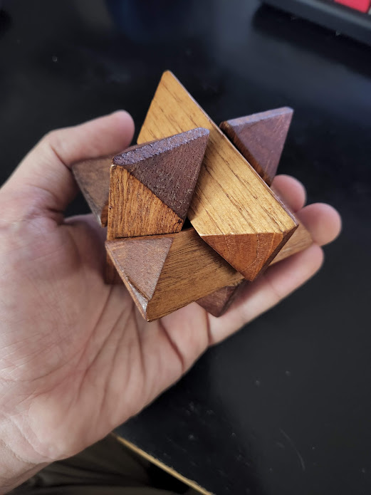 Scanned Geometric Wooden Puzzle Block