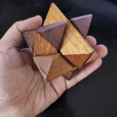 Scanned Geometric Wooden Puzzle Block