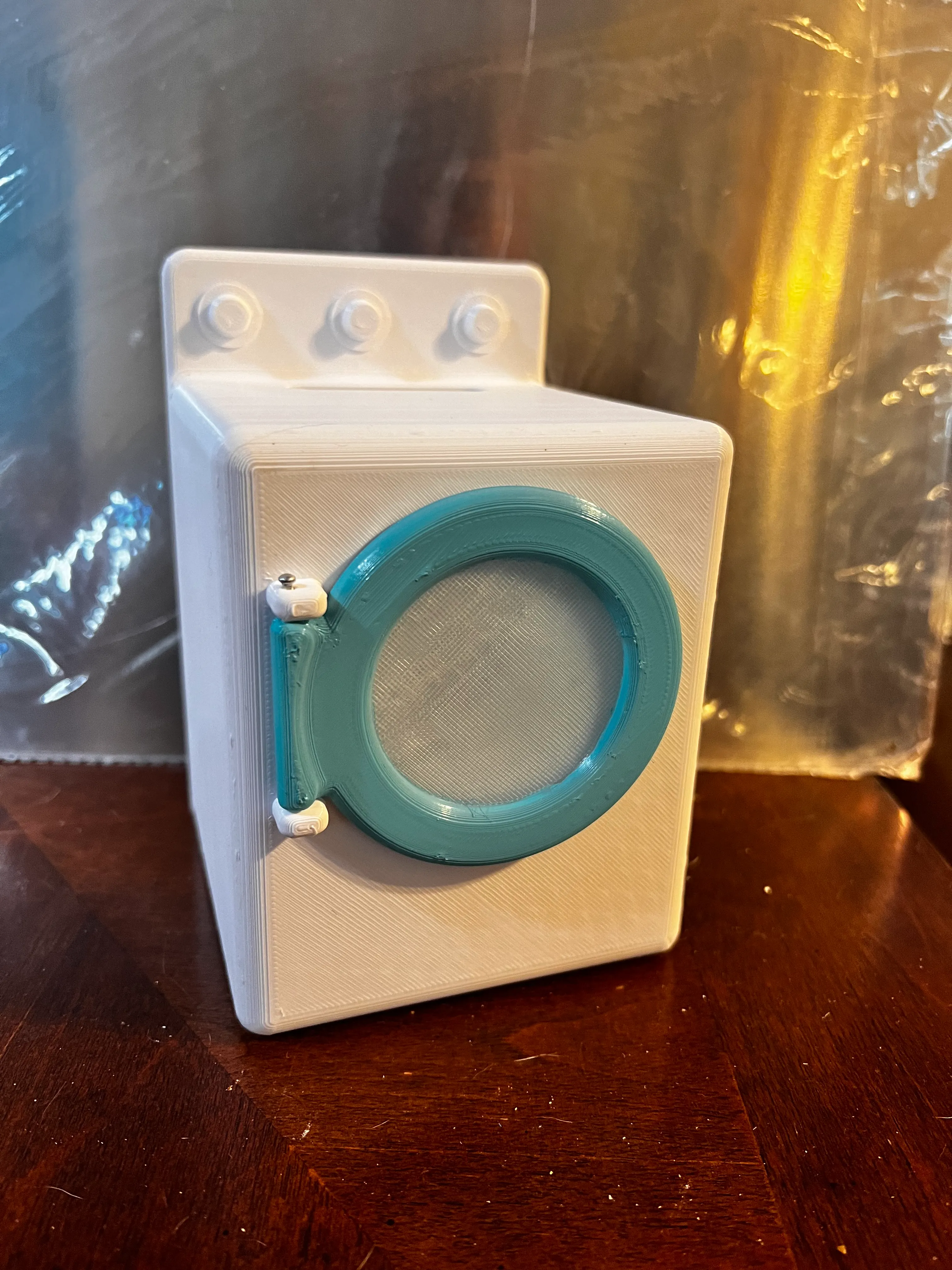 Washing machine piggy bank.  Penny bank