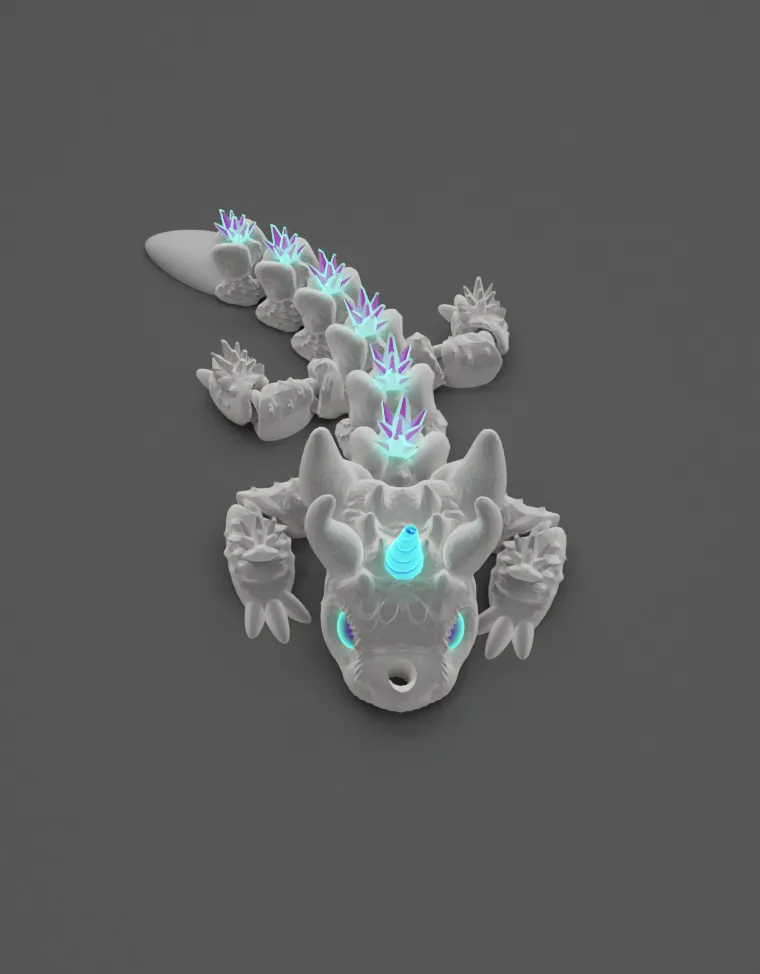 Articulated Unicorn Dragon Keychain Print-in-Place