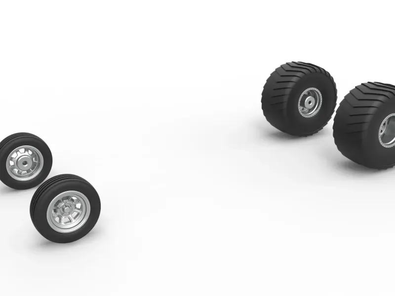 Wheel set of 2wd Pulling truck Scale 1:25