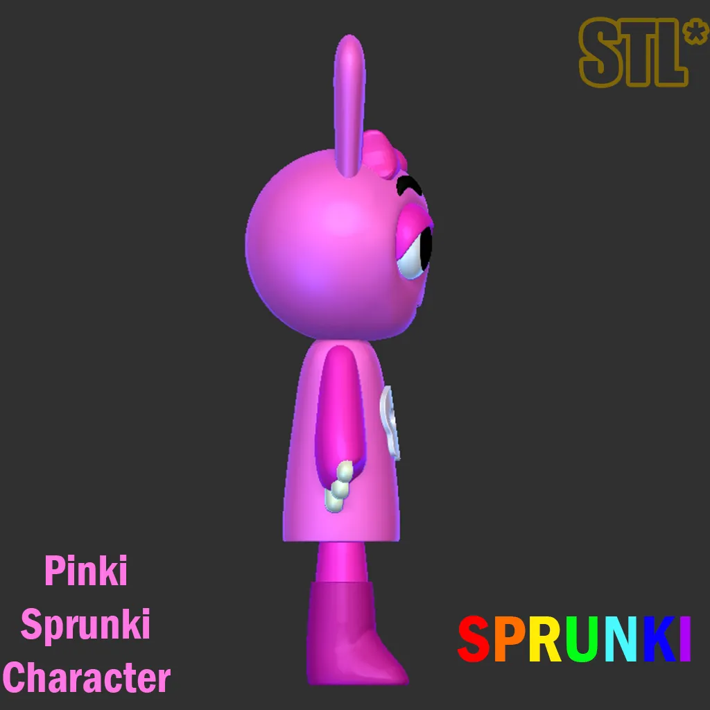 Pinki STL file Sprunki Incredibox STL 3D Character Fanart