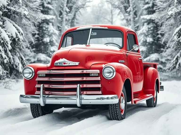 Hueforge Red Truck Winter Scene