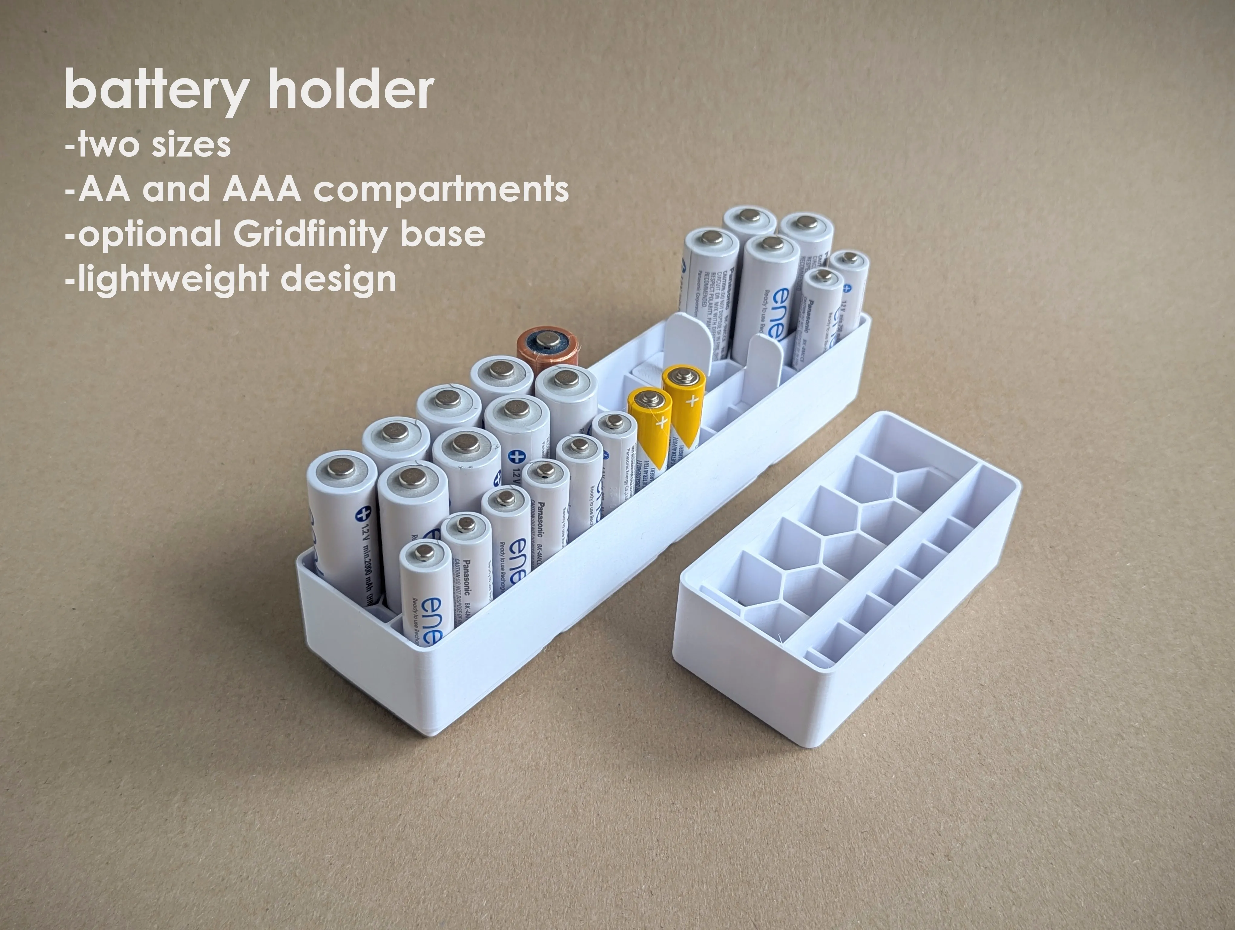 Battery Holder with optional Gridfinity base