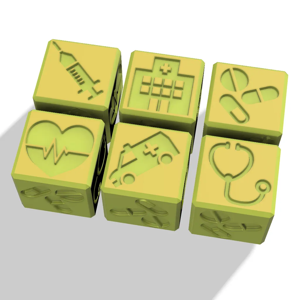 MEDICAL/ HEALTH CARE CUBE FOR PLAYDOUGH AND SENSORY PLAY