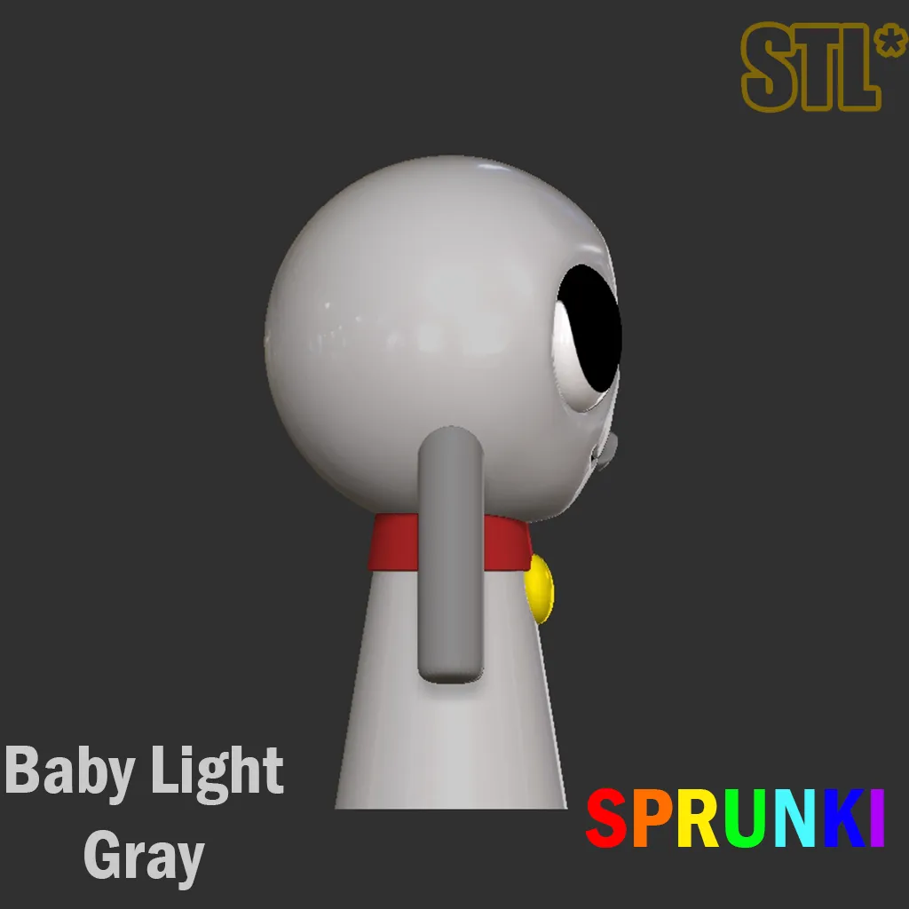 Sprunki Incredibox Baby Light gray STL 3D Character Fanart