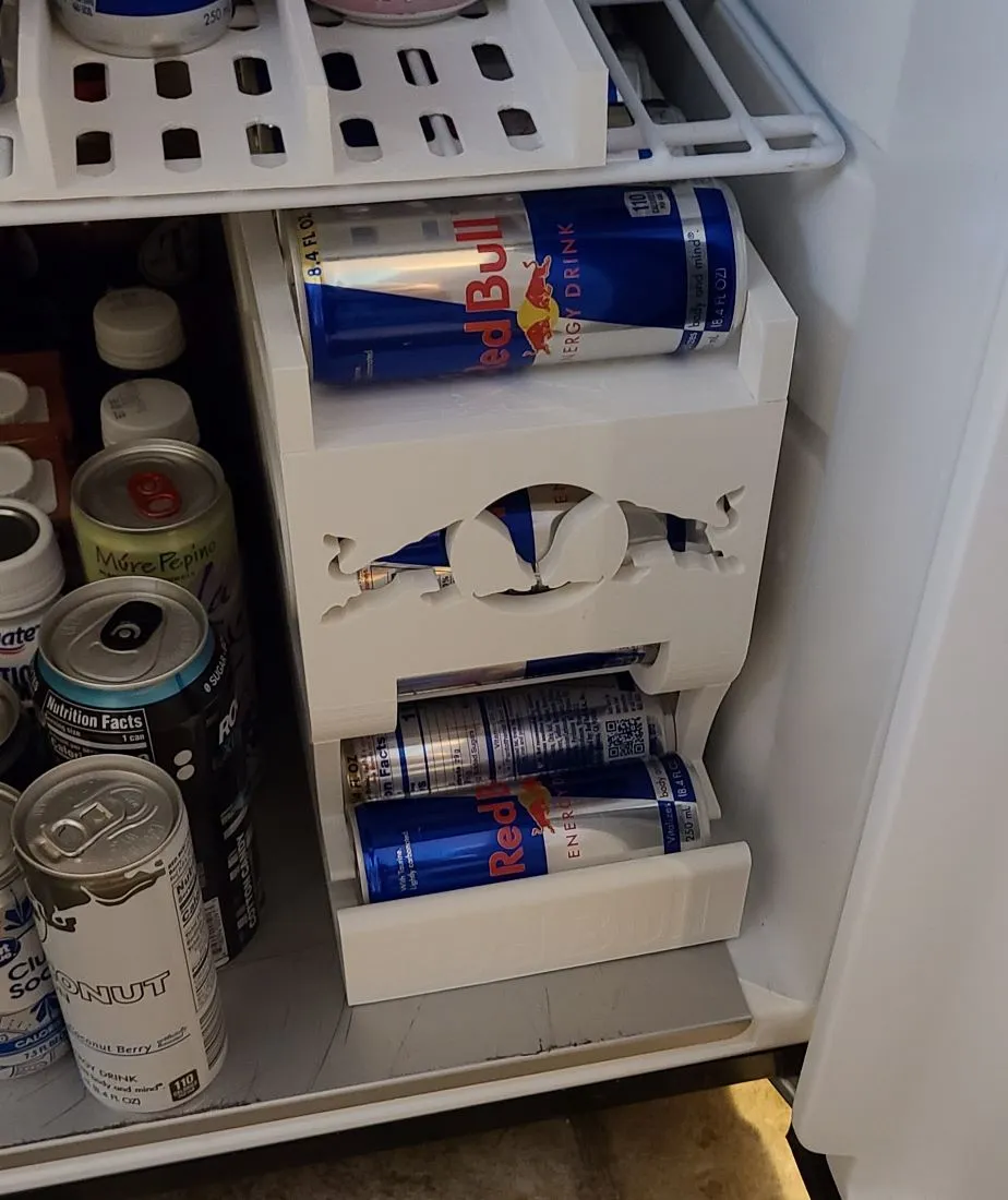 Red Bull 8.4oz Can Fridge Dispenser Rack by RBZL STL & 3MF File