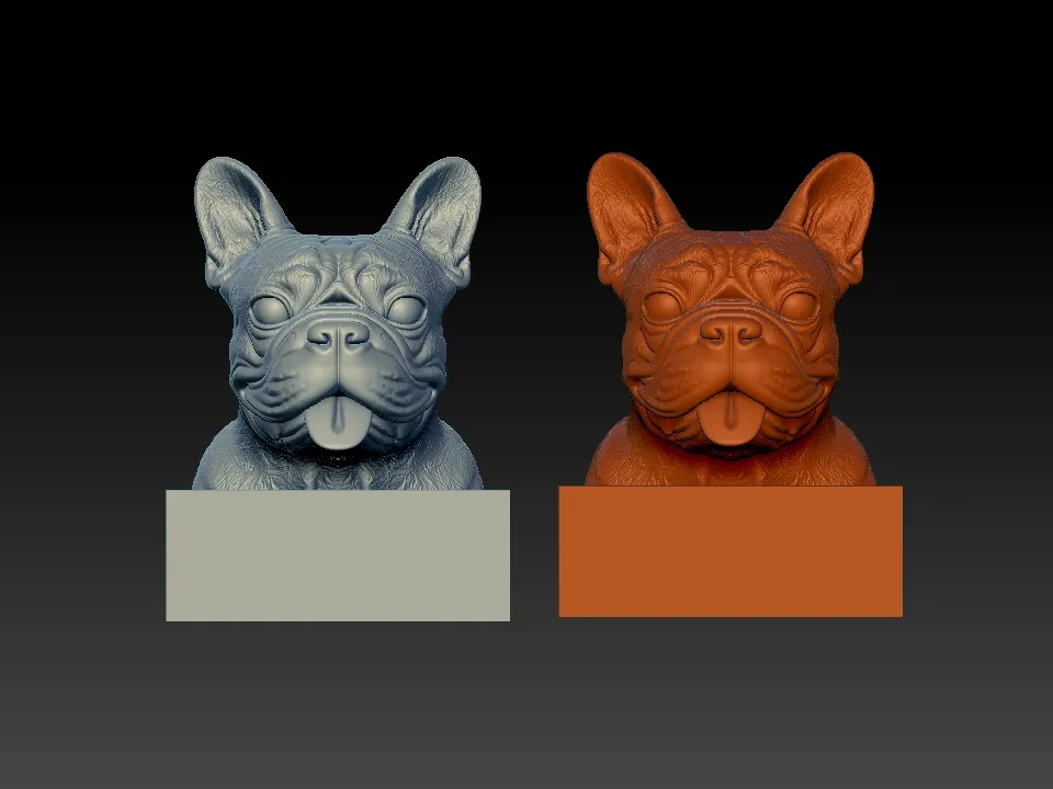 Head French bulldog - Dog head - statue - 3D print