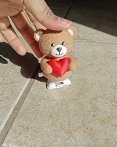 Walking Bear with Heart (Wind-up Mechanism)-0