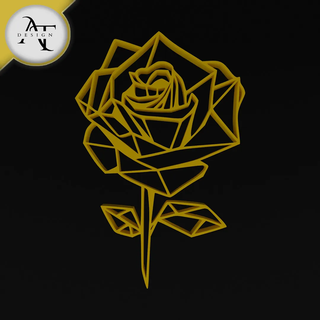 Home Decorations & Ornaments STL Download - Rose - Geometric - 2D Wall ...