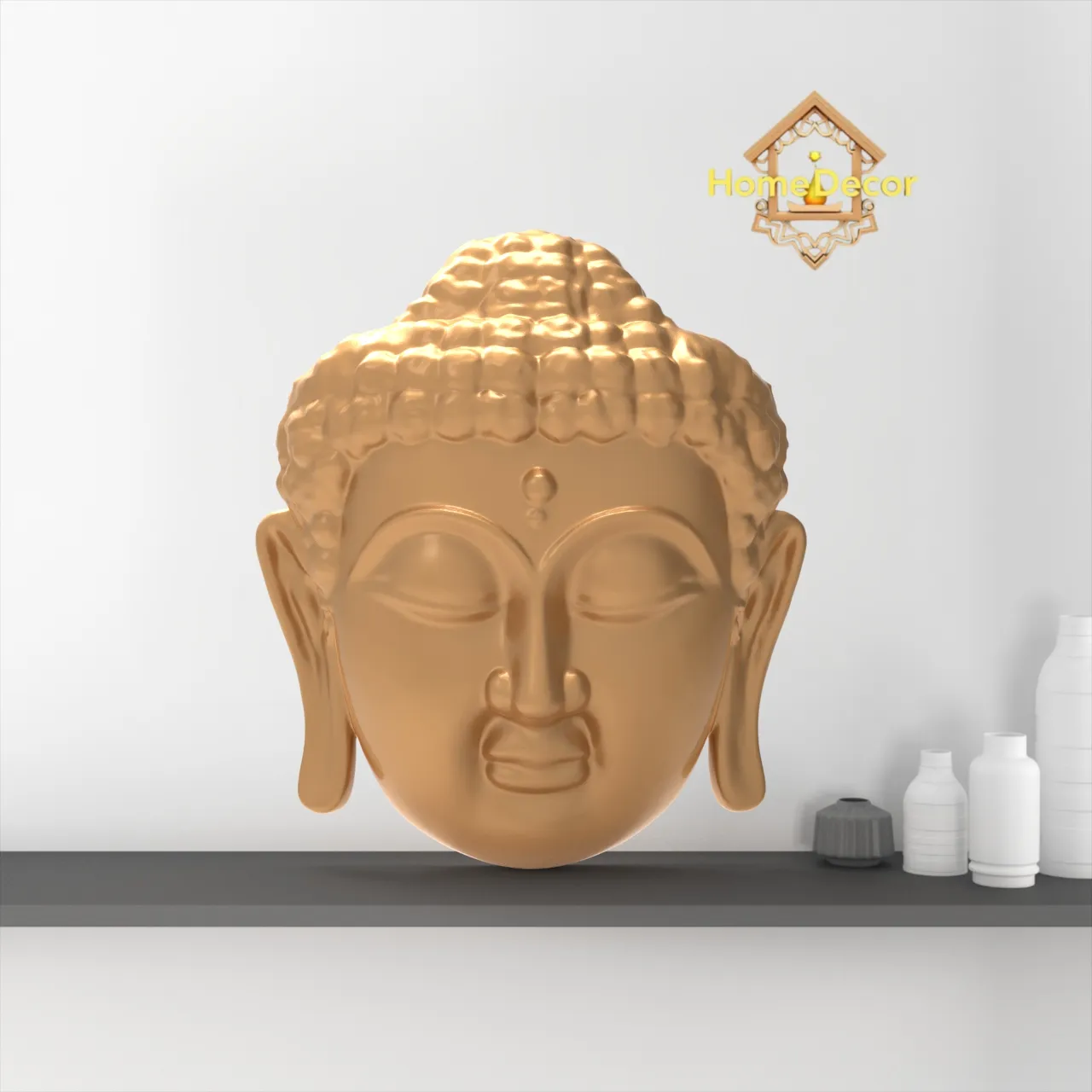 Buddha Head Wall Decor – 3D Printable Art with & Without Lot