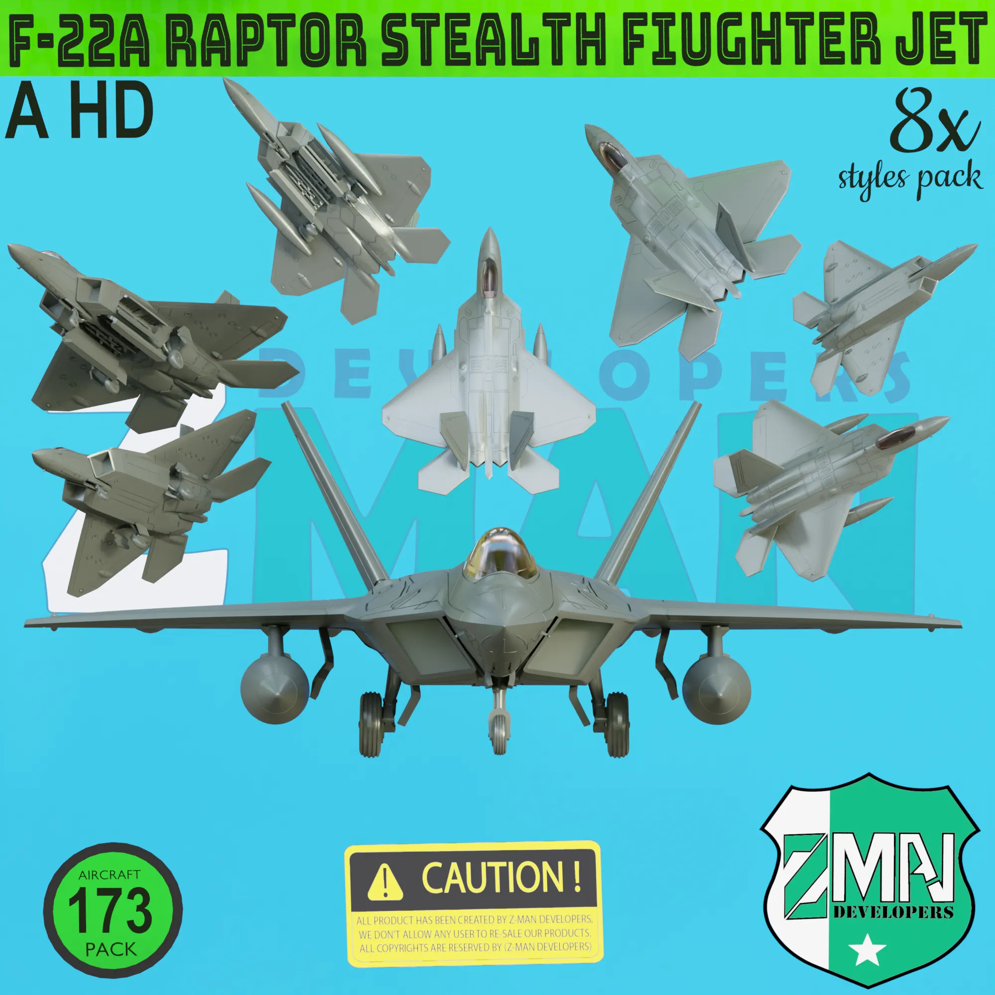 F-22A RAPTOR SINGLE SEATER (8 STYLES INSIDE) V2 | 3D modeller indir ...