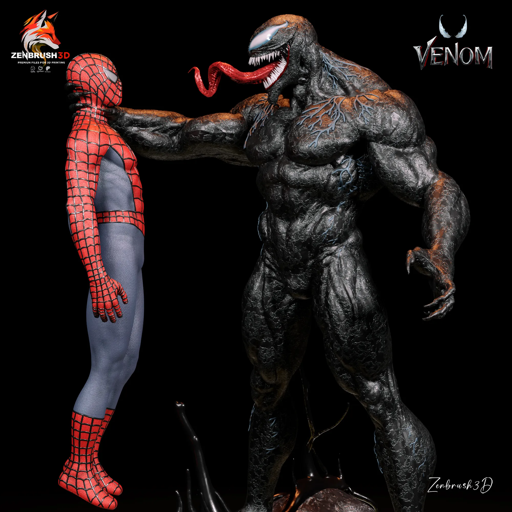 VENOM VS SPIDERMAN - DIORAMA - 3D PRINTING Ficheiro STL e 3MF para