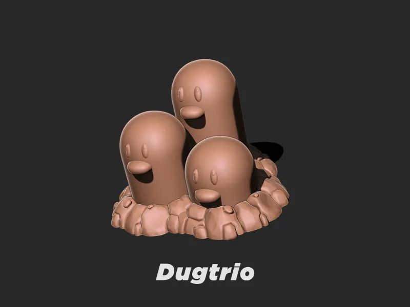 Pokemon Dugtrio 3d Druck Modell