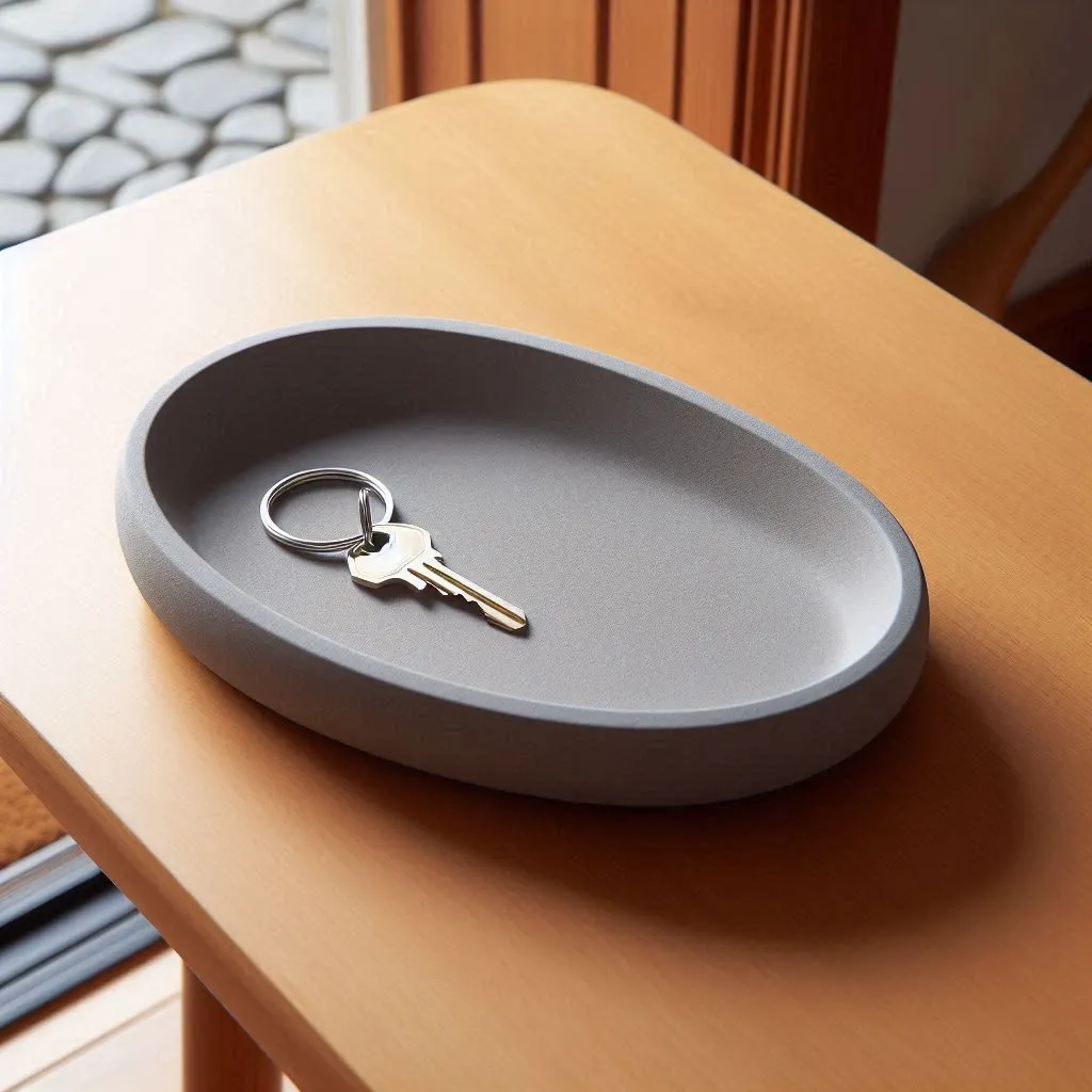 Modern Key & Coin Tray "Drop" – Sleek Oval Design