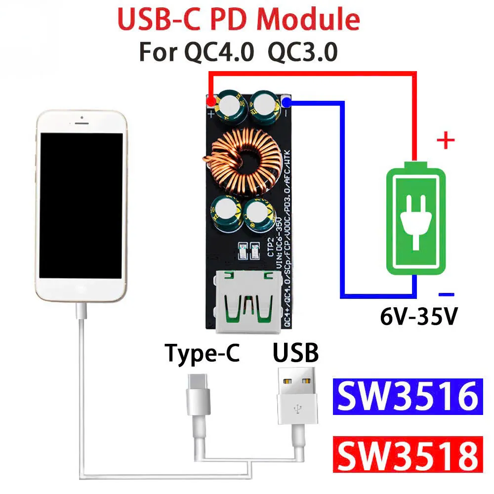 Sw3518 / SW3516 QC4.0 QC3.0 USB Type-C Mobile Phone Fast Cha