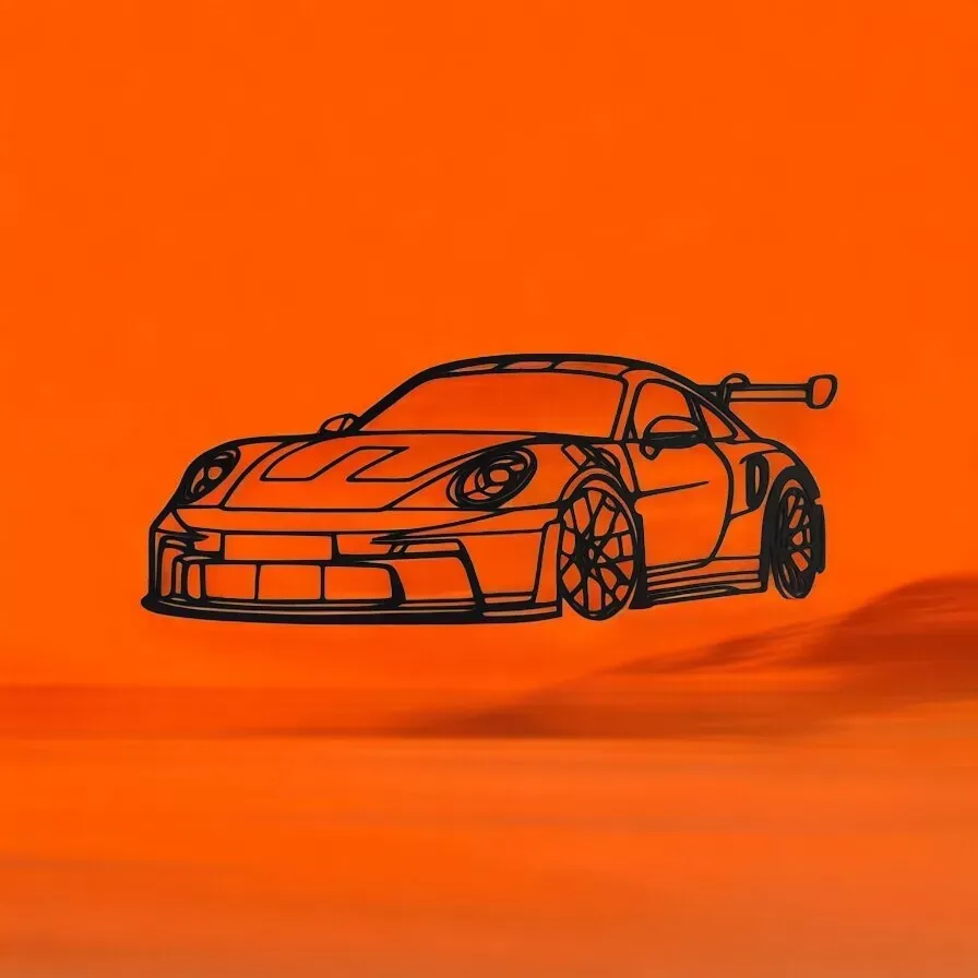 Porsche 911 GT3 RS 3D Printed Silhouette Wall Art