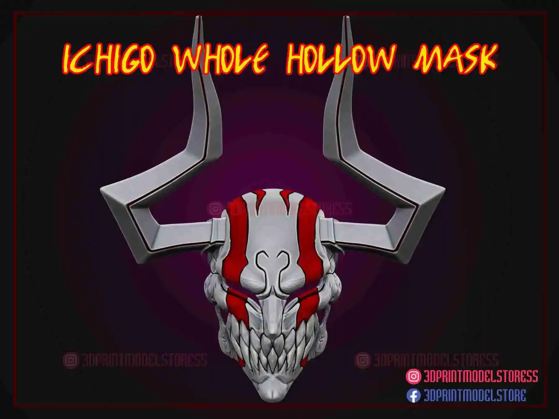 Ichigo Whole Hollow Mask 3d Print File STL (Instant Download) 