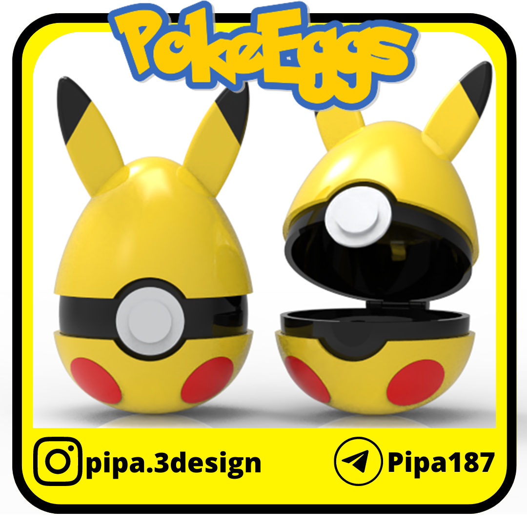 POKEBALLS PIKACHU EASTER EGG WITH HINGE | 3D models download | Creality ...