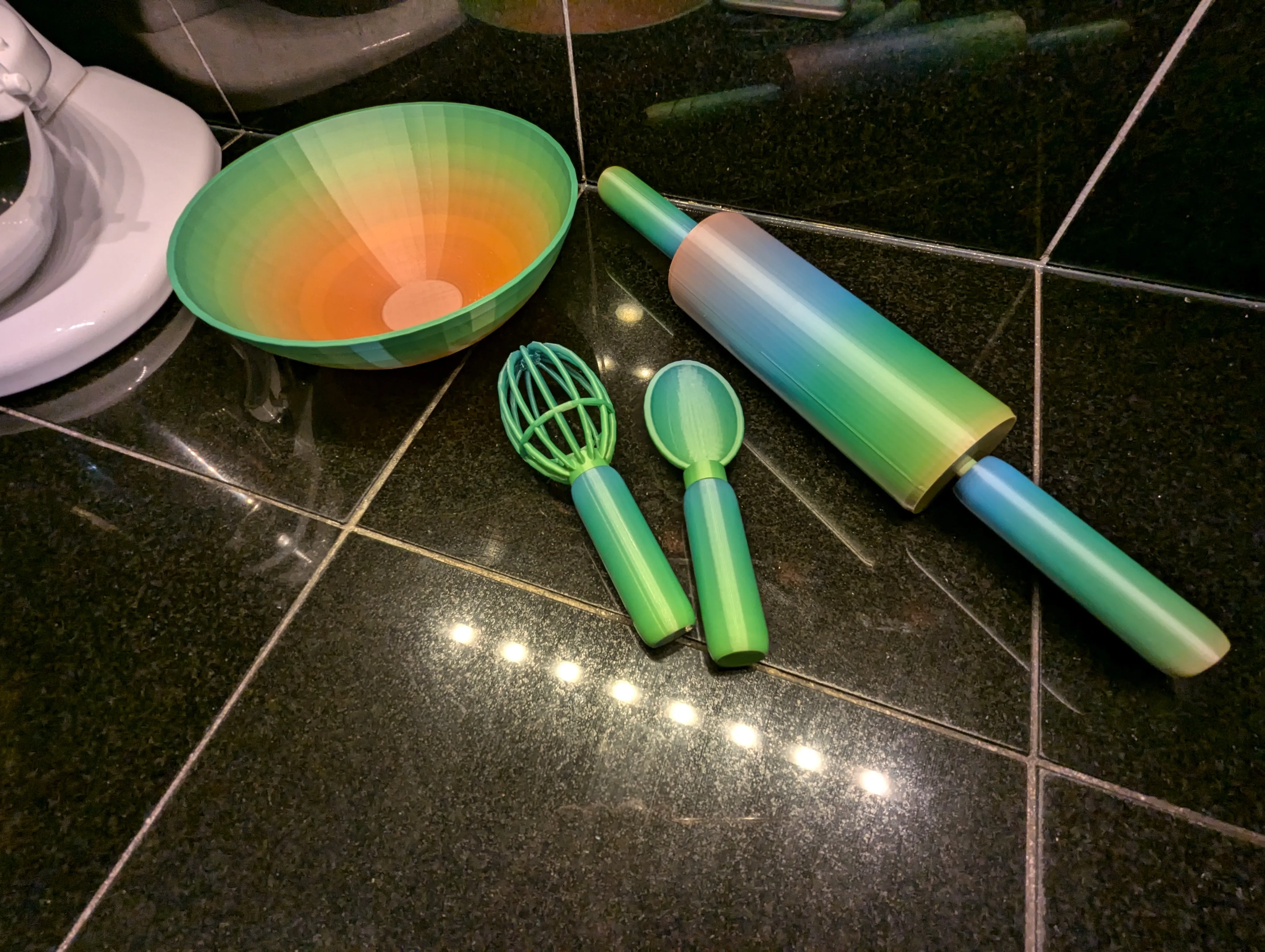 Baking Set - Rolling Pin, Bowl, Spoon, Whisk, Measuring Cups