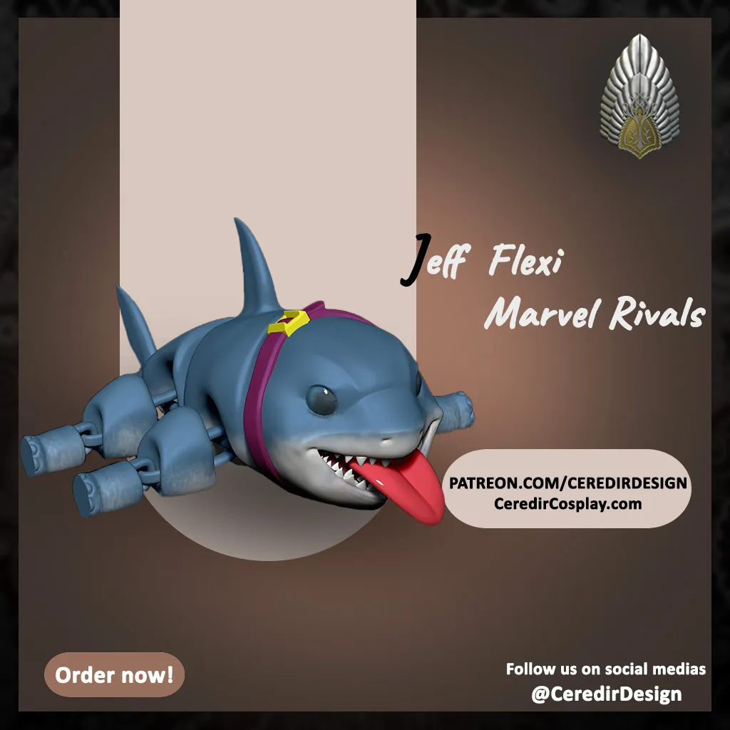 Marvel Rising Jeff The Land Shark Flexi toy 3D DIGITAL DOWNL