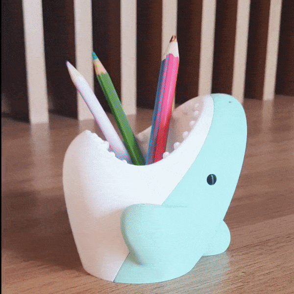 Shark pen cup cable holder Cute
