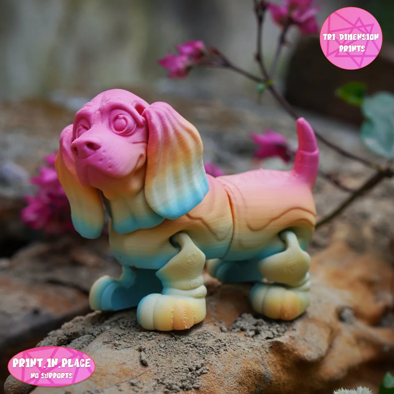Print In Place Cute Flexi Basset Hound Dog
