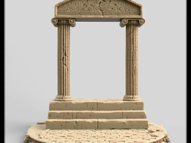 Greek Pedestal 3D Model - Multi-Part Ancient Column Base