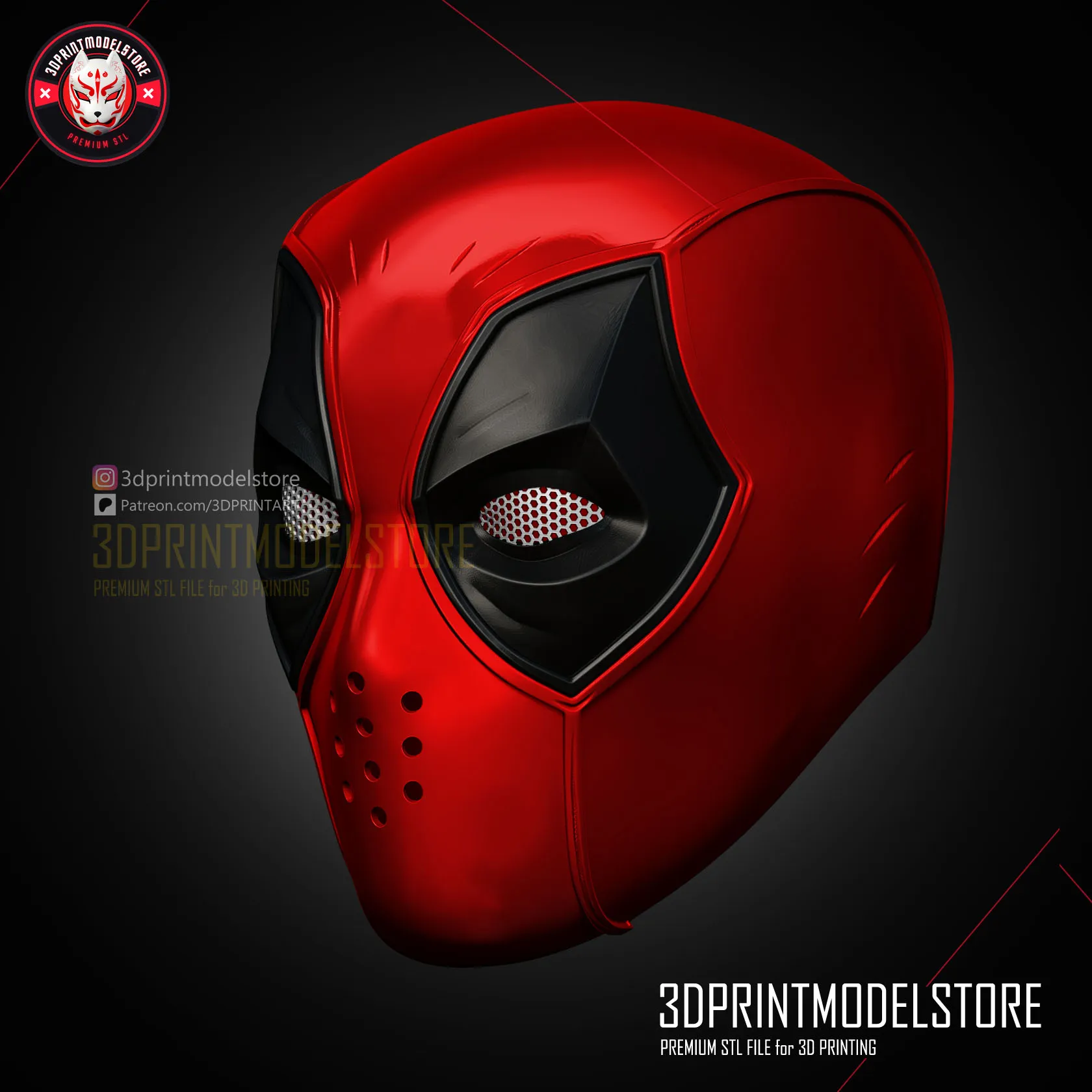 Deadpool Face Shell Mask - Marvel Comic Cosplay -Premium STL