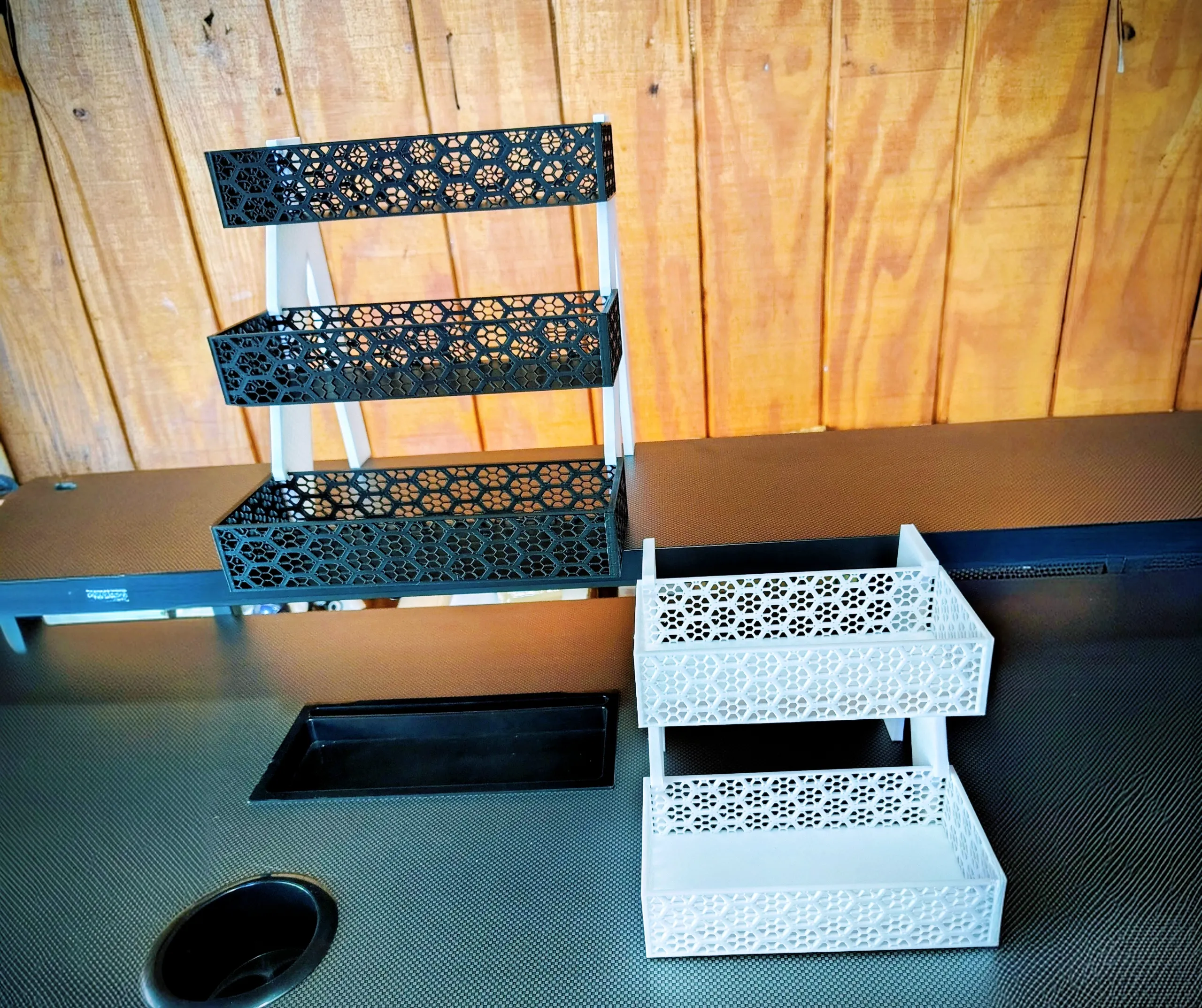 3 Tiered and 2 Tiered Geometric Lattice Display Shelf-0