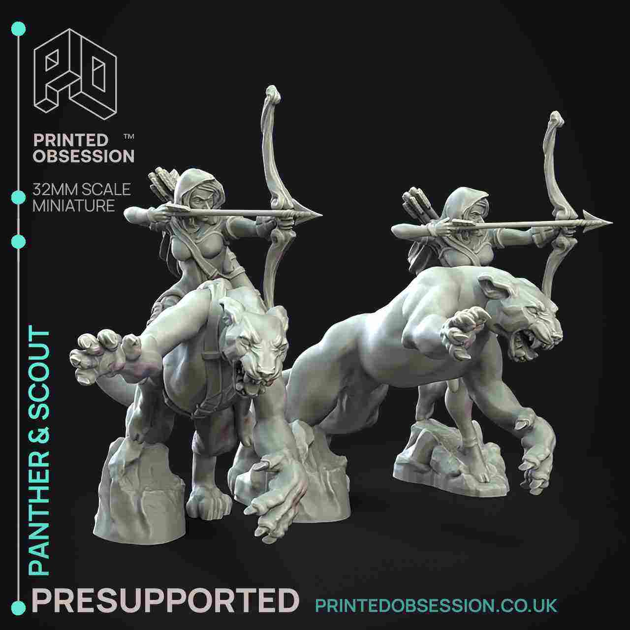 Panther & Scout - Elf and Familiar - PRESUPPORTED - 32mm
