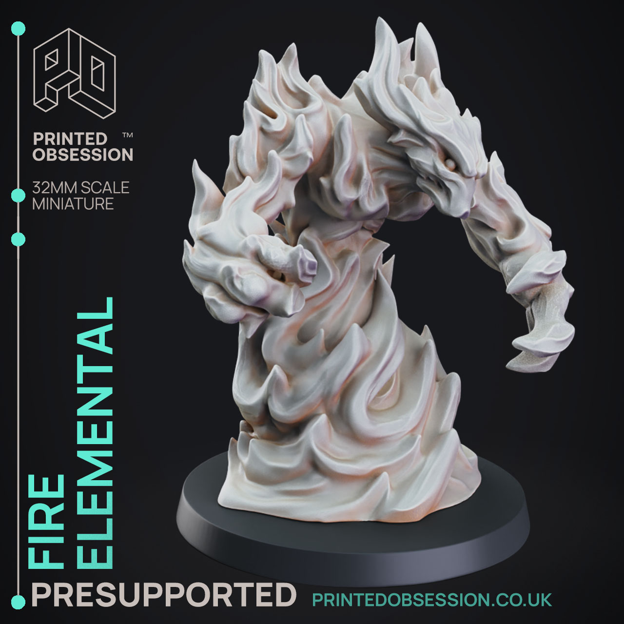 4 Elementals Pack PRESUPPORTED 32mm scale D&D 3D models