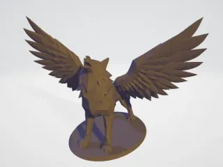 Low Poly Wolf with wings