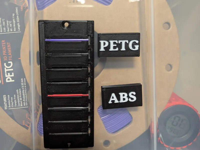 Dry box filament name plates