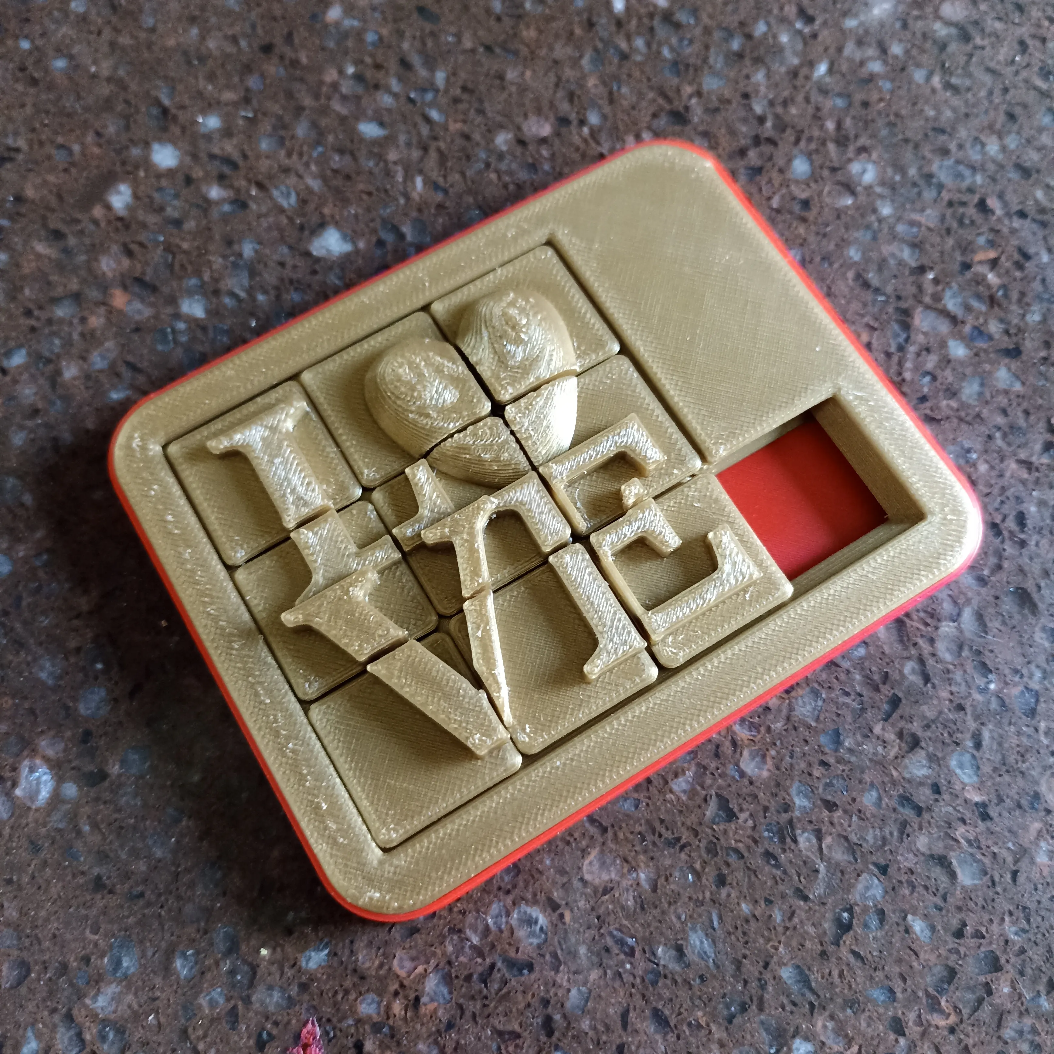 print in place love puzzle 9 sliding pieces fidget toy