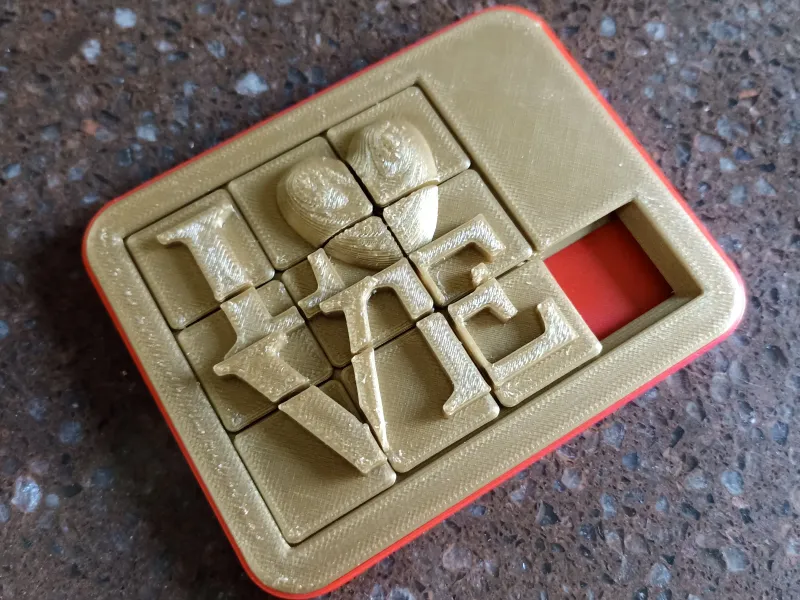 print in place love puzzle 9 sliding pieces fidget toy