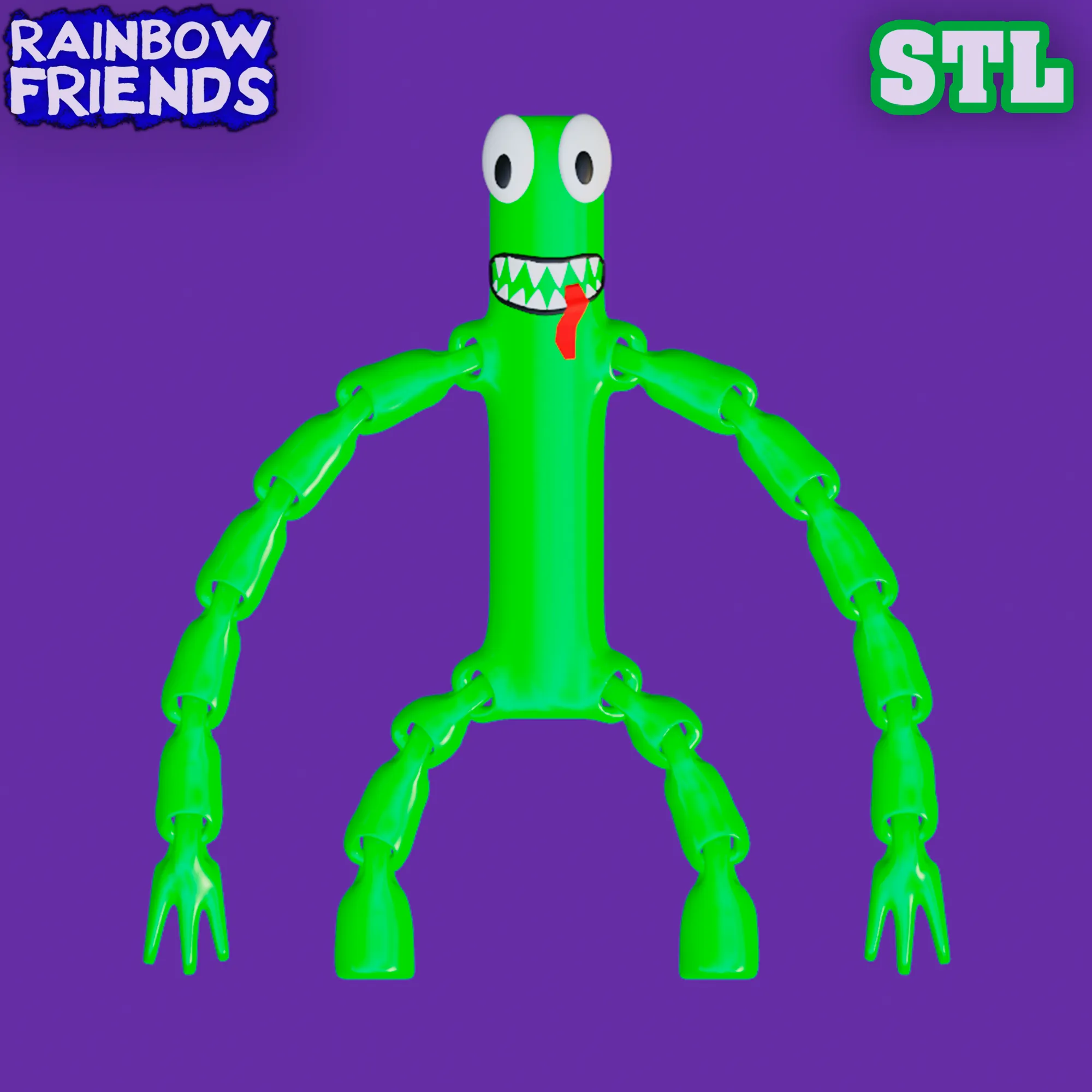 GREEN FROM RAINBOW FRIENDS - ROBLOX. ARTICULATED MONSTER. ST, 3D models  download