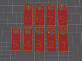 Customizable Keychain / key name tag  with numbers 1 - 9-1