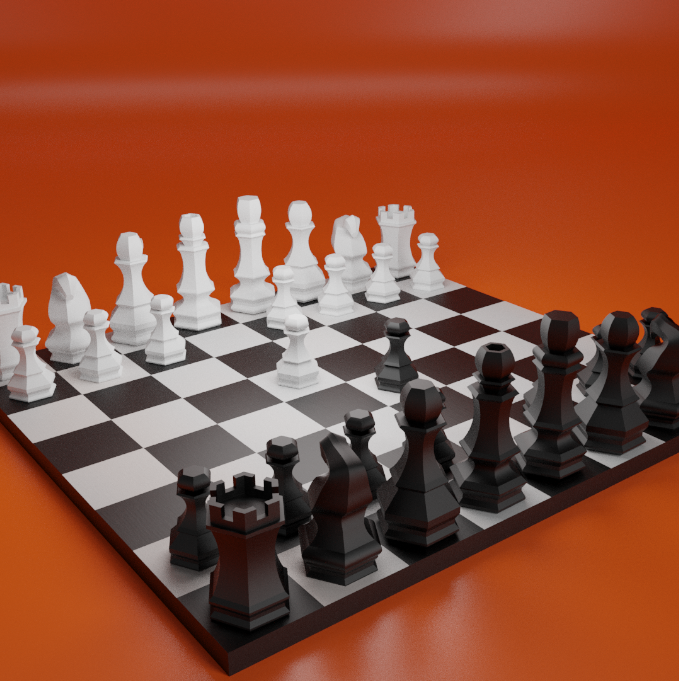 Chess Pieces & Board, 3D Props