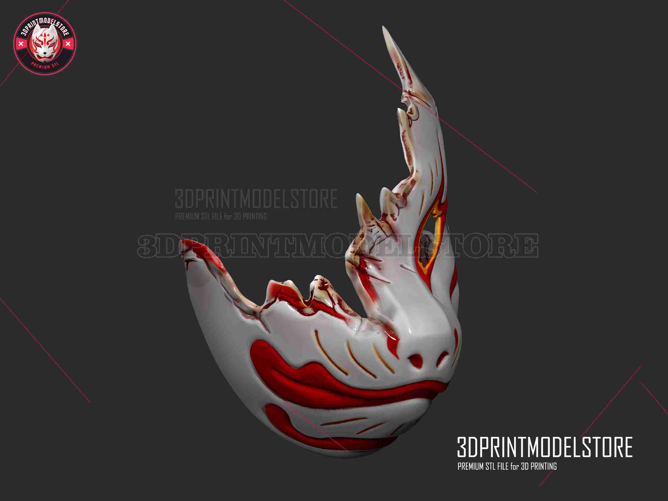 3D Printable Japan Oni Samurai Fox Mask - Ghost Mask Cosplay 3D Print Model  STL File by 3dprintmodel