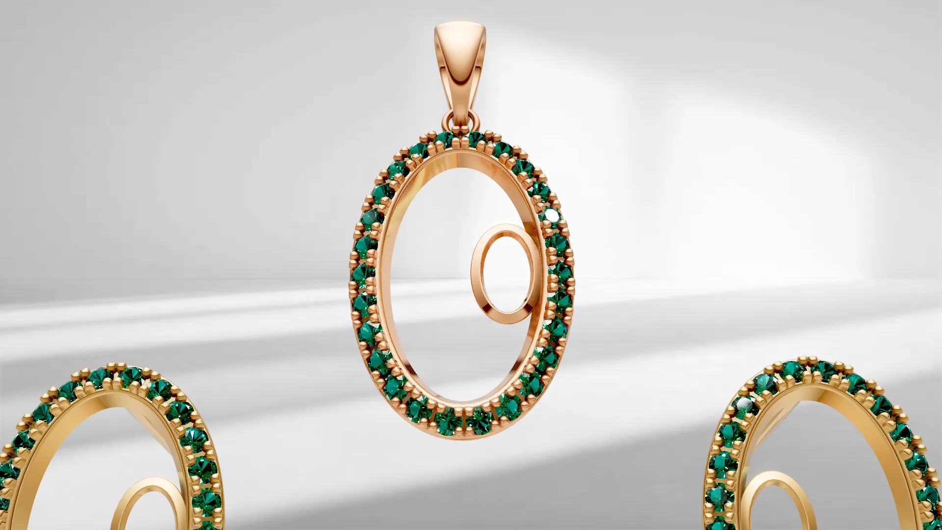 Oval Diamond Pendant Earrings Set