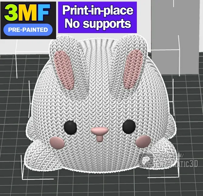 knitted bunny squishmallow - 3MF - STL - print in parts