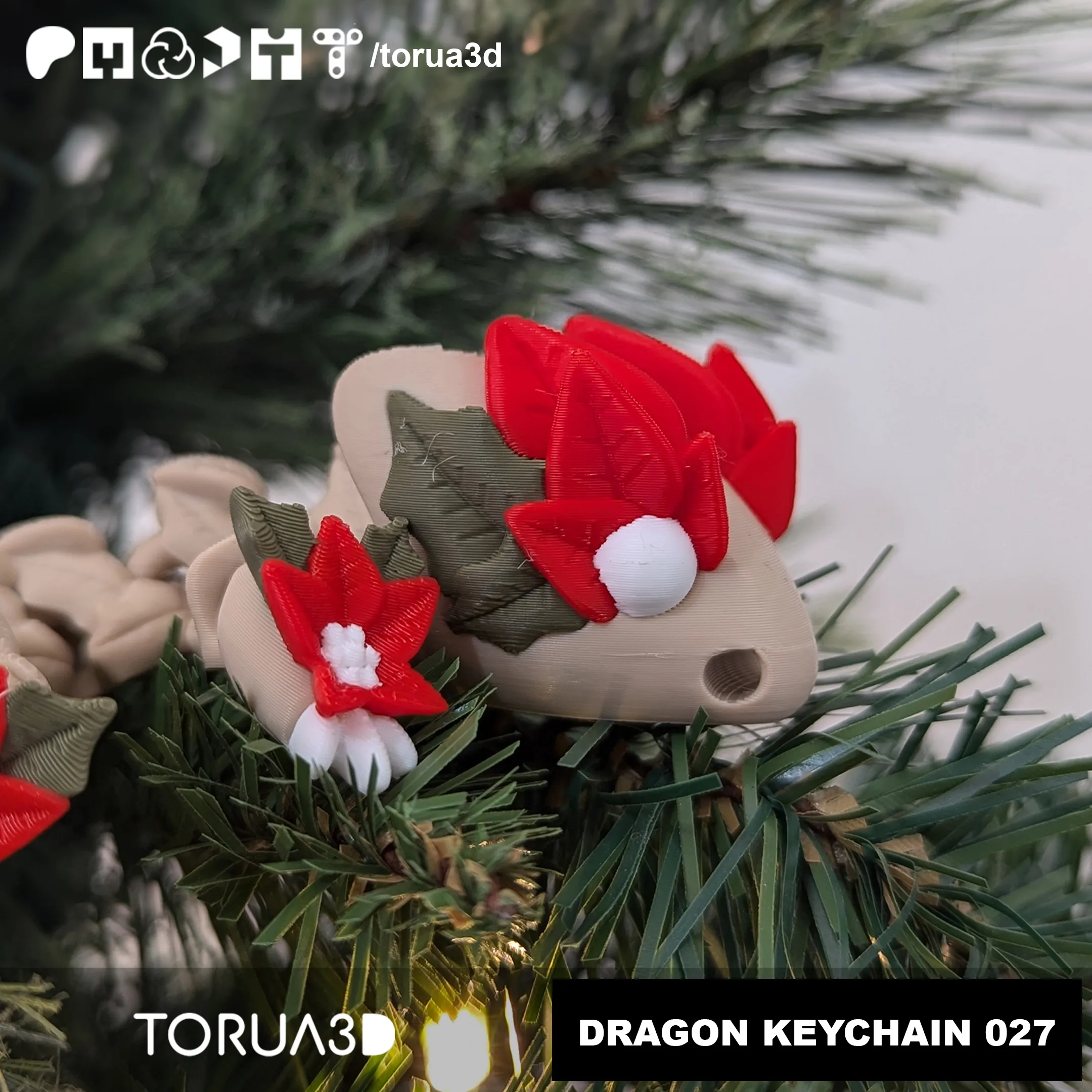 Articulated Christmas Dragon Keychain 027 - 3mf - STL