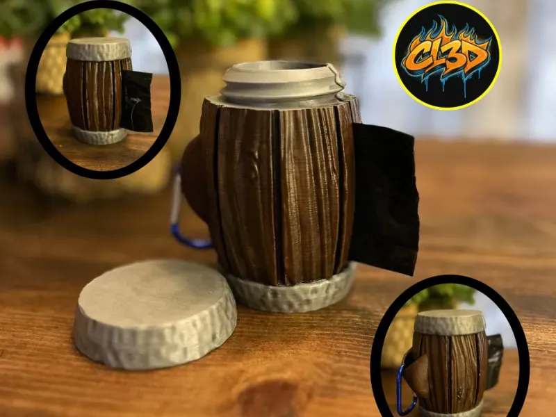 Wood Barrel Dog Poop Bag Holder