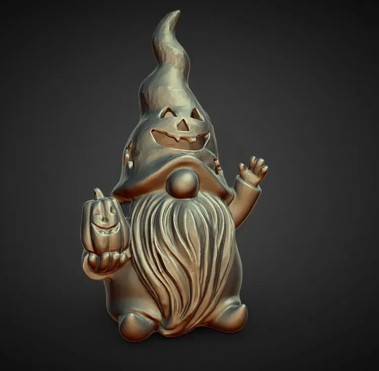 Halloween gnome  holding pumpkin tea light