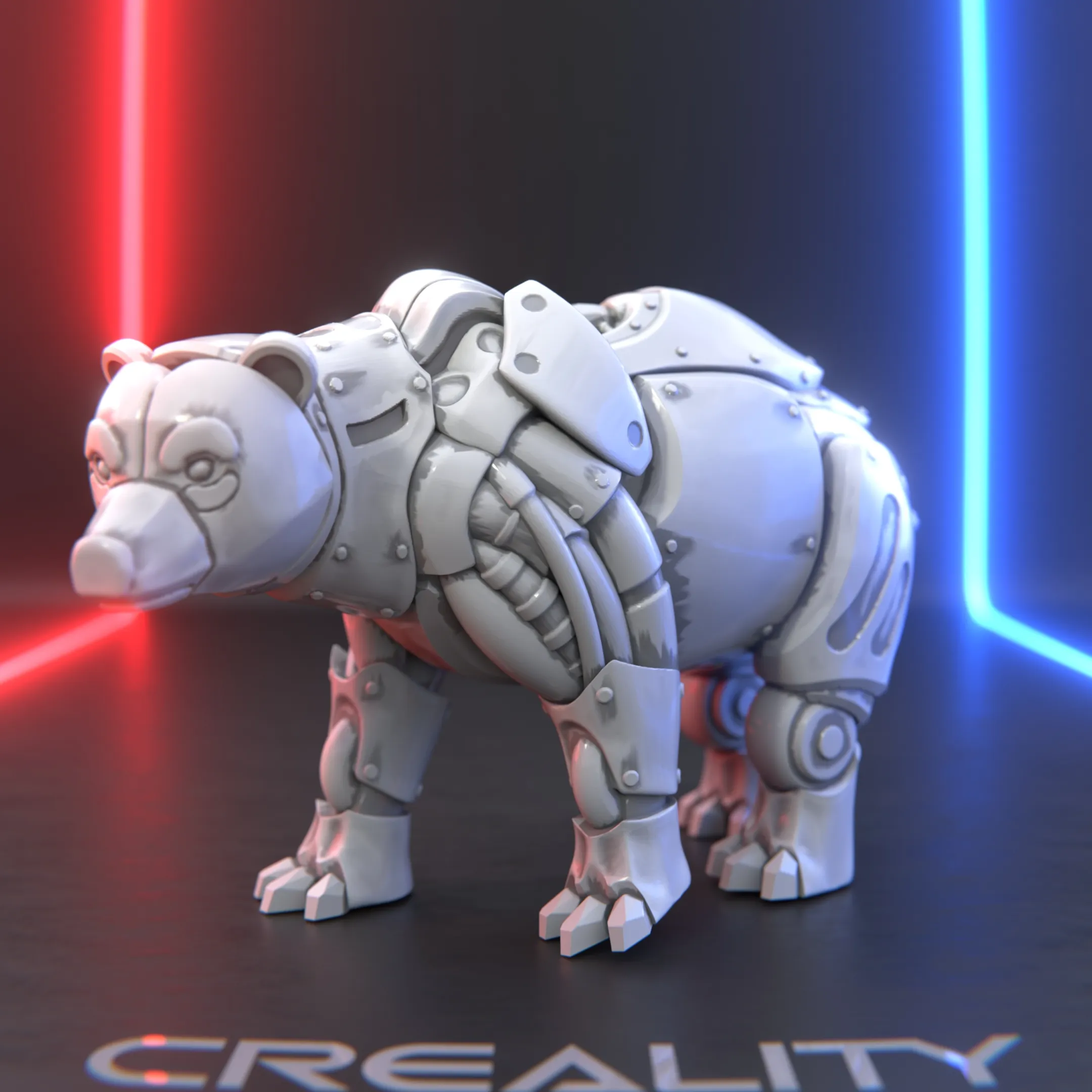 "Mechanical Bear – Steampunk-Inspired 3D Sculpture"